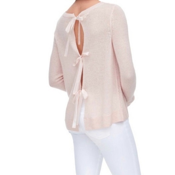 Rebecca Taylor Sweaters - REBECCA TAYLOR Mesh Cashmere Tie Back Pink Sweater